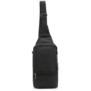 Louis Berry Canvas Mens Nylon Sling Bag 30x13cm - Black