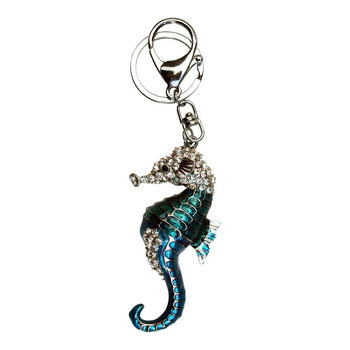 LVD Metal/Crystal Seahorse Keyring Accessory Charm - Blue