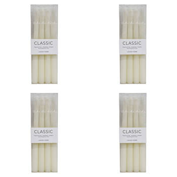 16pc LVD Classic Unscented 24cm Taper Wax Candle Set - White