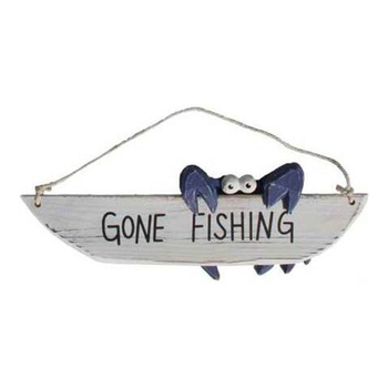 LVD Gone Fishing MDF 31cm Beach Sign Hanging Home Decor