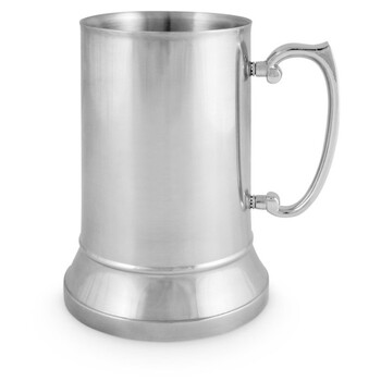 Metal Beer Mug Plain Drinking Stainless Steel w/Handle 530ml