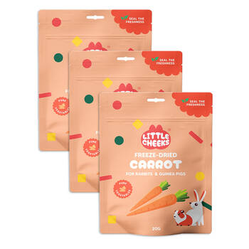 3PK Little Cheeks Sealed Freeze Dried Carrots Rabbit/Guinea Pig Food Treats 20g