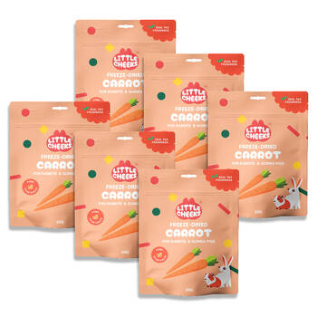 6PK Little Cheeks Sealed Freeze Dried Carrots Rabbit/Guinea Pig Food Treats 20g