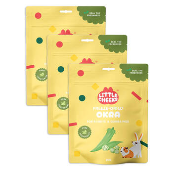3PK Little Cheeks Sealed Freeze Dried Okra Pet Rabbit/Guinea Pig Food Treats 15g