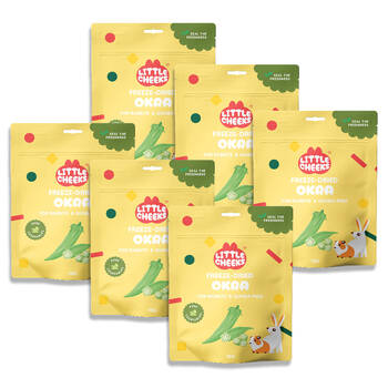 6PK Little Cheeks Sealed Freeze Dried Okra Pet Rabbit/Guinea Pig Food Treats 15g