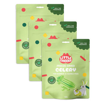 3PK Little Cheeks Sealed Freeze Dried Celery Pet Rabbit/Guinea Pig Food Treats 12g