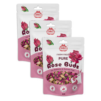 3PK Little Cheeks Farm Fresh Pure Rose Buds Pet Rabbit/Guinea Pig Food Treats 60g