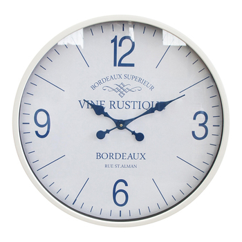 LVD Vine Rustique Metal Glass 56cm Wall Clock Round Analogue Decor - Navy