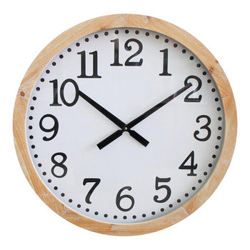 LVD Middleton MDF Metal Glass 60cm Wall Clock Round Analogue Decor - Natural