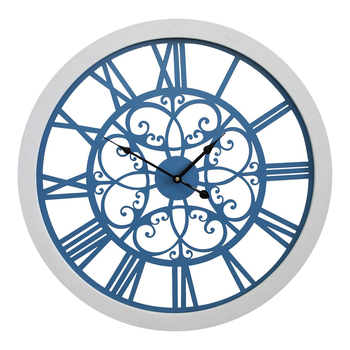 LVD Interior ViewMDF Metal 60cmWall Clock Round Analogue Decor - Blue/White