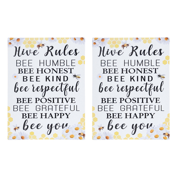 2PK LVD Iron Hive Rules Sign Home/Room Wall Decor 25x33cm