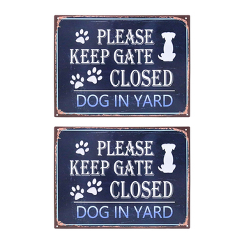 2PK LVD Iron Gate Closed Sign Home/Garden Decor 25x33cm