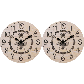 2PK LVD Queen Bee Hanging Wall Clock Analogue 34cm Round Decor