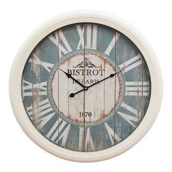 LVD Blue BistroMetal Glass60cm Wall Clock Round Analogue Decor