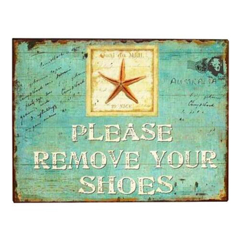 LVD Remove Shoes Metal 25cm Sign Board Home/Room Decor