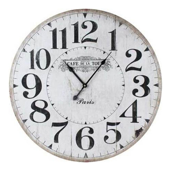 LVD Cafe De La Tour MDF 58cm Wall Clock Round Analogue Decor - White