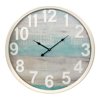 LVD Metal Glass60cm Wall Clock Round Analogue Decor - Soft Blue/White