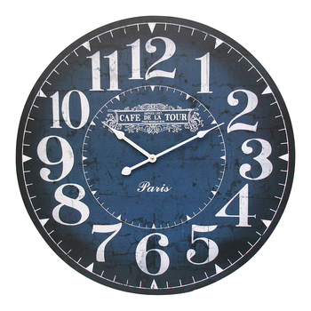 LVD De La TourMDF 58cm Wall Clock Round Analogue Decor - Navy