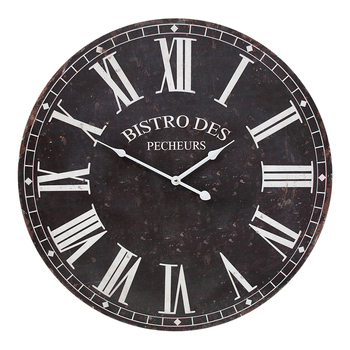 LVD Bistro MDF 58cm Wall Clock Round Analogue Decor - Black