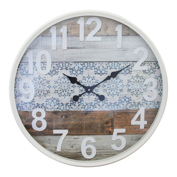 LVD Mix Media Vintage Framed Iron60cm Wall Clock Round Analogue Decor