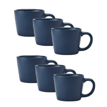 6PK La Cafetiere Ceramic Coffee Espresso Drinking Cup Mug 8x8x5cm Navy