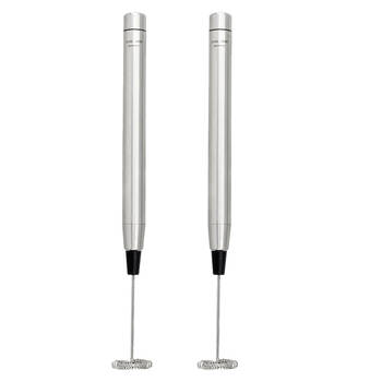 2PK La Cafetiere Portable Handheld Stainless Steel Drinks Milk Frother 2x1x10cm