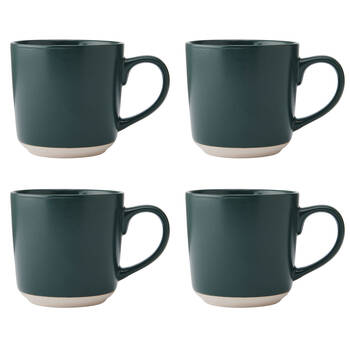 4PK La Cafetiere Ceramic Coffee Mug Drinkware 350ml - Green