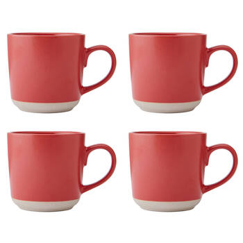 4PK La Cafetiere Ceramic Coffee Mug Drinkware 350ml - Red