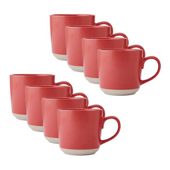 8PK La Cafetiere Ceramic Coffee Mug Drinkware 350ml - Red