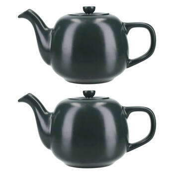 2PK La Cafetiere Stoneware Classic Teapot Kettle 600ml - Green