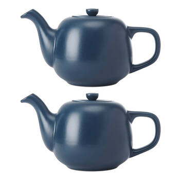 2PK La Cafetiere Stoneware Classic Teapot Kettle 600ml - Navy