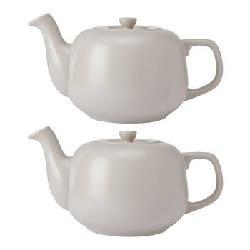 2PK La Cafetiere Stoneware Classic Teapot Kettle 1.2L - Latte