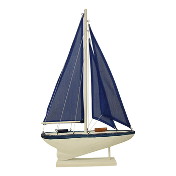 LVD Decorative MDF 27cm Sailing Boat Centrepiece Small - Navy