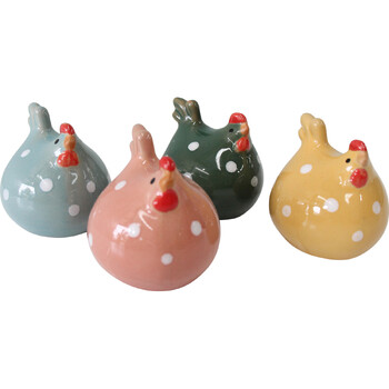 4pc LVD Ceramic Speckled Hens Home Decorative Figurine Assorted