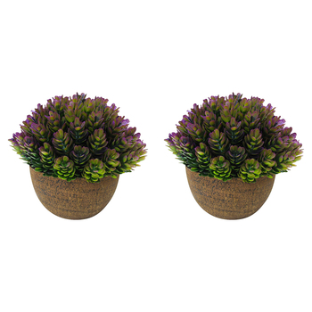 2PK LVD Potted 11cm Formal Moss Artificial Faux/Fake Plant Small - Purple