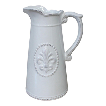 LVD Tall Emblem Ceramic 23.5cm Jug Pitcher Decorative Container - White