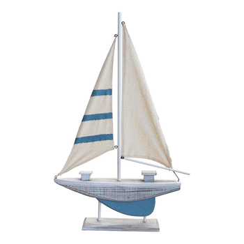 LVD MDF Blue Stripe 52cm Sailing Boat Centrepiece Decor - Large