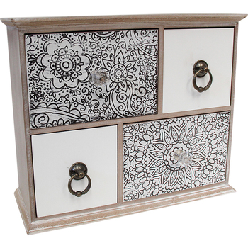 LVD Wood Mandala Pattern 28.5cm Jewellery Drawer Cabinet