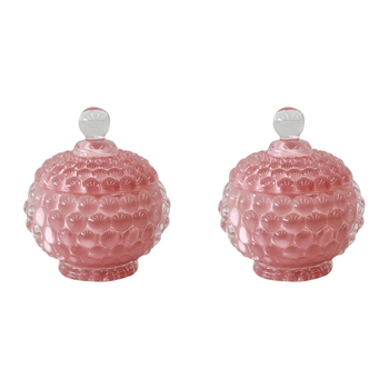 2PK LVD Bubble Tango 11cm Trinket Glass Jar Jewellery Storage - Pink