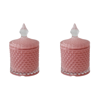 2PK LVD Cruz Tango 8.5cm Trinket Glass Jar Jewellery Storage - Pink