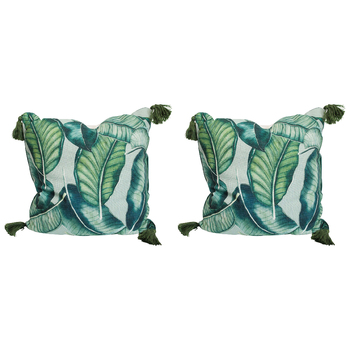 2PK LVD Leaves Dark Polylinen Cushion Pillow 50x50cm Square