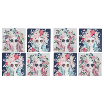 2x 4pc LVD Ceramic Coasters Vogue Home/Kitchen Decor 9.5cm Square