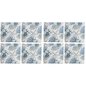 8pc LVD Ceramic Coasters Table Protector Square 9x9cm - Coastal