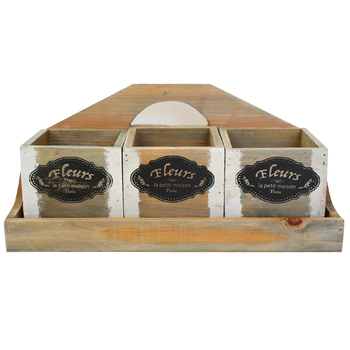 LVD 3pc Wooden Planters w/ Tray Fleur