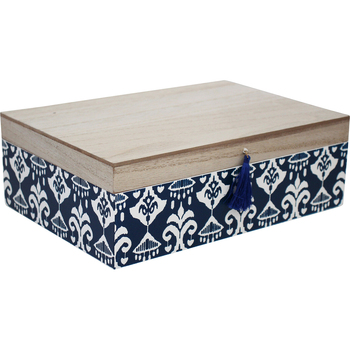LVD MDF 25cm Jewellery Box Accessory Organiser Rectangle - Blue