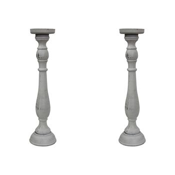 2PK LVD MDF/Metal Harper 47cm Pillar/Taper Stick Candle Holder - White