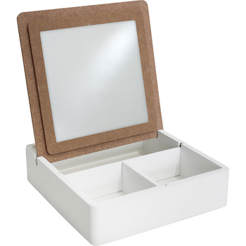 LVD MDF Glass 20cm Jewellery Box Organiser Square - White