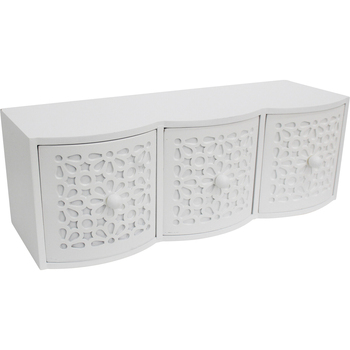 LVD MDF Ornate 3-Drawer 32.5cm Storage Accessory Holder Rectangle - White