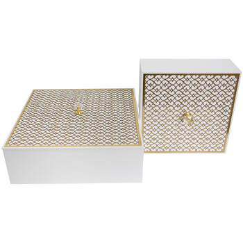 2pc LVD Lustre MDF Home Decorative Boxes Square Set - White