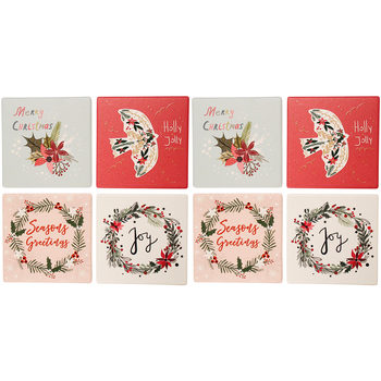 2x 4pc LVD Coasters Scandi Christmas Decorative Barware/Serveware Home Kitchen